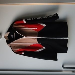 Love Moschino Varsity Style Wool Blend Hooded Jacket Coat